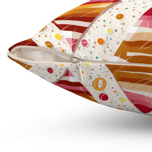 Orange Triangular Pattern Polyester Square Pillow - Dipaliz - Throw Pillows
