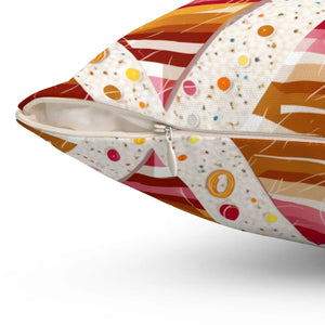 Orange Triangular Pattern Polyester Square Pillow - Dipaliz - Throw Pillows