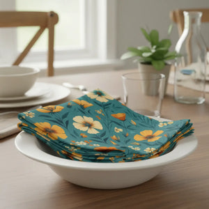Yellow Flower Napkins – Polyester Set of 4 - Dipaliz - Cloth