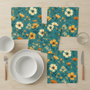 Yellow Flower Napkins – Polyester Set of 4 - Dipaliz - Cloth