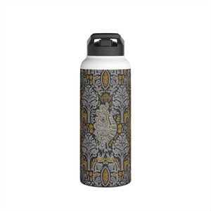 Ornate Peacock Stainless Steel Water Bottle, Vintage Floral Pattern - Bottles