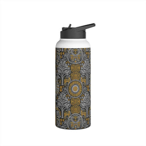 Ornate Peacock Stainless Steel Water Bottle, Vintage Floral Pattern - Bottles