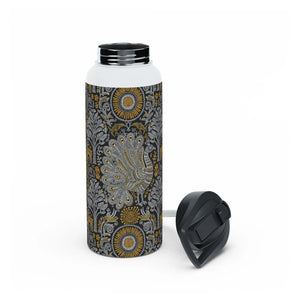 Ornate Peacock Stainless Steel Water Bottle, Vintage Floral Pattern - Bottles