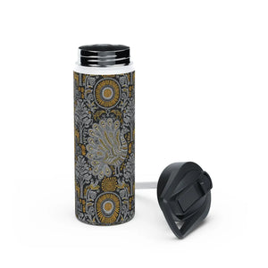 Ornate Peacock Stainless Steel Water Bottle, Vintage Floral Pattern - Bottles