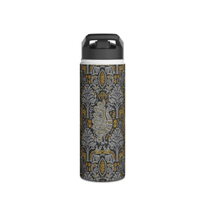 Ornate Peacock Stainless Steel Water Bottle, Vintage Floral Pattern - Bottles