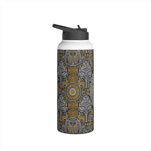 Ornate Peacock Stainless Steel Water Bottle, Vintage Floral Pattern - Bottles