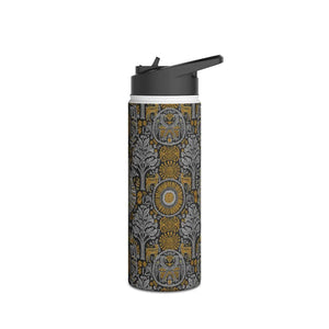 Ornate Peacock Stainless Steel Water Bottle, Vintage Floral Pattern - Bottles
