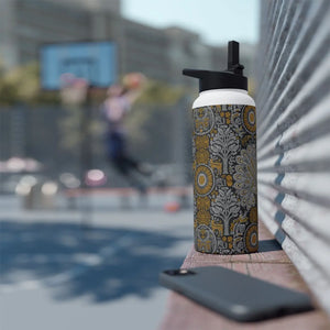 Ornate Peacock Stainless Steel Water Bottle, Vintage Floral Pattern - Bottles