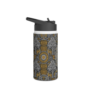Ornate Peacock Stainless Steel Water Bottle, Vintage Floral Pattern - Bottles