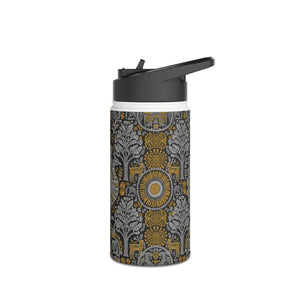 Ornate Peacock Stainless Steel Water Bottle, Vintage Floral Pattern - Bottles