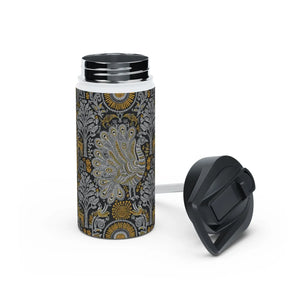 Ornate Peacock Stainless Steel Water Bottle, Vintage Floral Pattern - Bottles