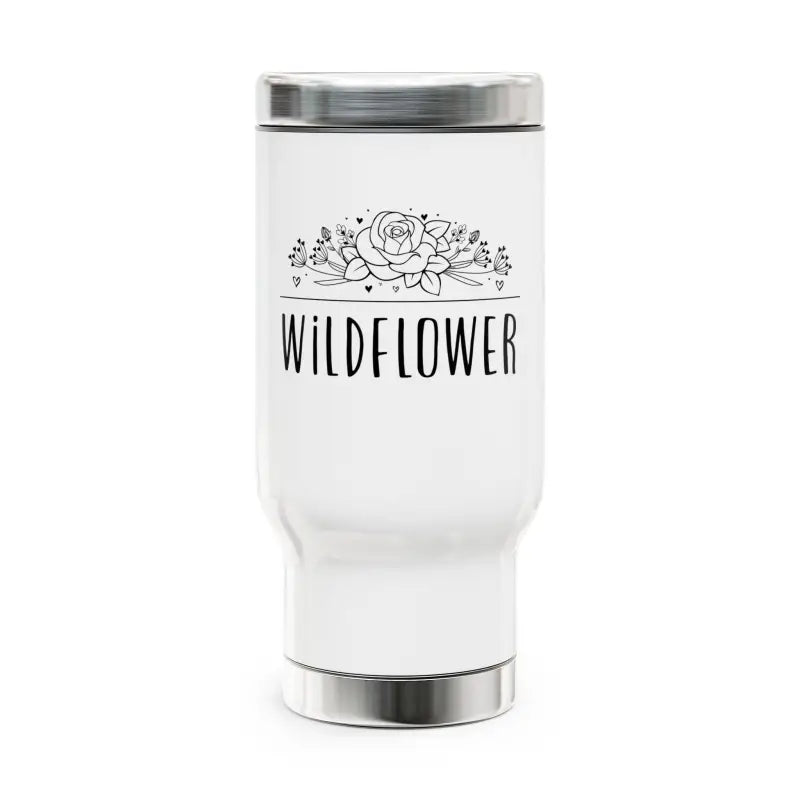 Wildflower Steel Travel Mug with Glossy Finish for your Adventures - 14oz