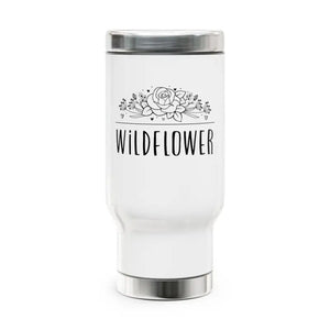 Wildflower Steel Travel Mug with Spill-resistant Cap - Dipaliz - 14oz - Mugs