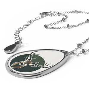 Rustic Stag Oval Deer Pendant Necklace - Aluminum Print - Dipaliz - Necklaces
