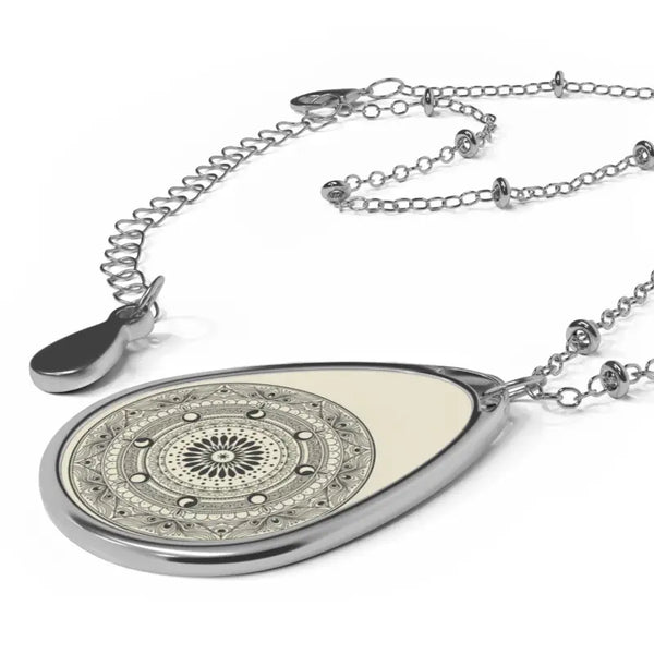 Accessories - Oval Mandala Pendant Necklace Sterling Silver Artisan - Dipaliz one Size