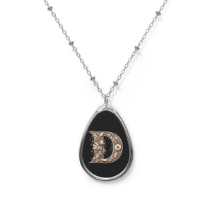 Bold Letter d Oval Necklace Decorated Zinc Alloy Dipaliz - Necklaces