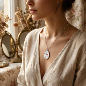DipaliZ Loved Oval Pendant Necklace Engraved Glossy Finish