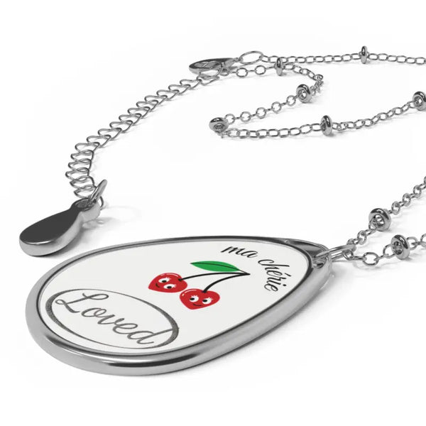 Accessories - Oval Necklace Loved Pendant with Matching Chain - Dipaliz one Size / Silver