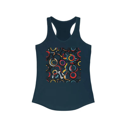 Stylish Overlapping Circles Racerback Tank for a Bold Look - Solid Midnight Navy / Xs Top