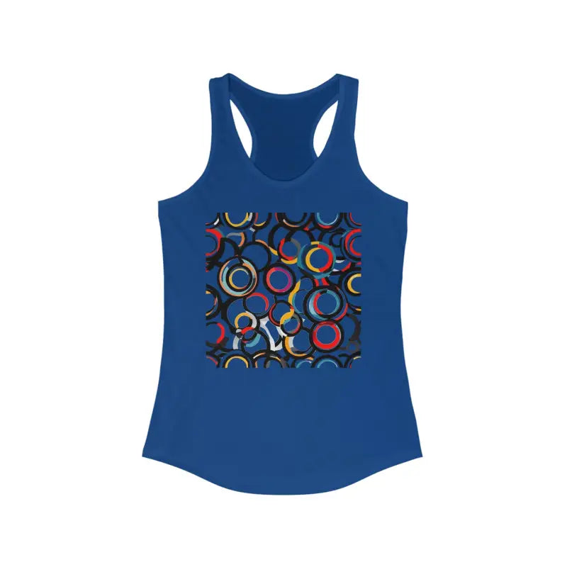 Stylish Overlapping Circles Racerback Tank for a Bold Look - Solid Royal / s Top