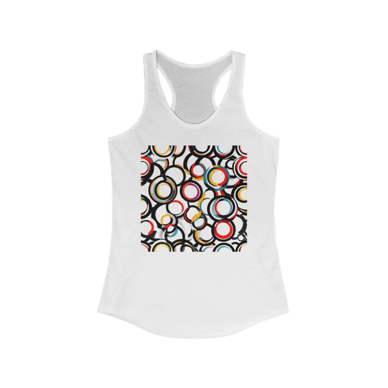 Stylish Overlapping Circles Racerback Tank for a Bold Look - Solid White / Xs Top