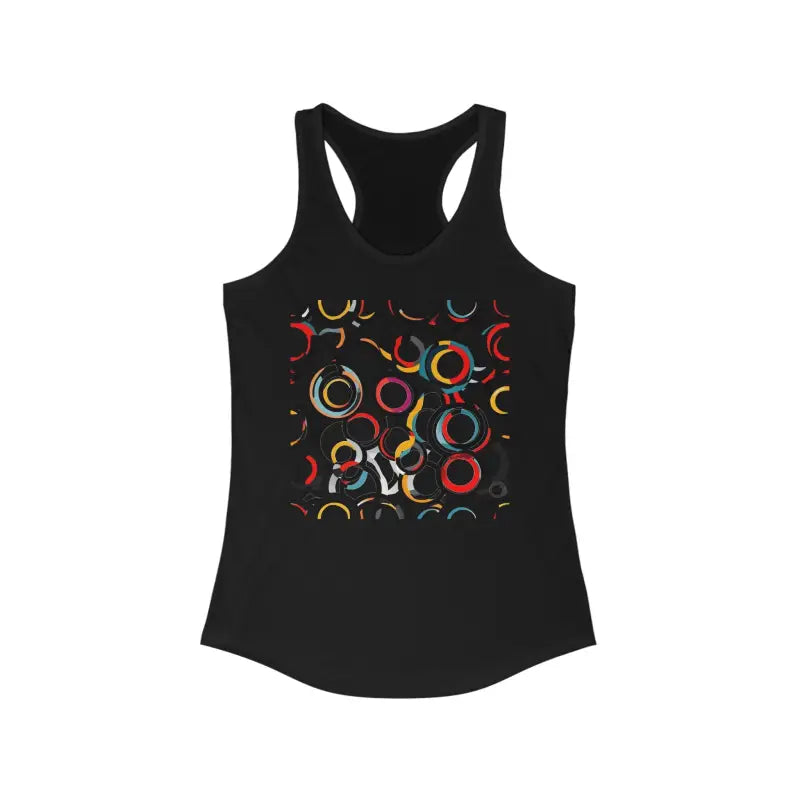 Stylish Overlapping Circles Racerback Tank for a Bold Look - Solid Black / Xs Top