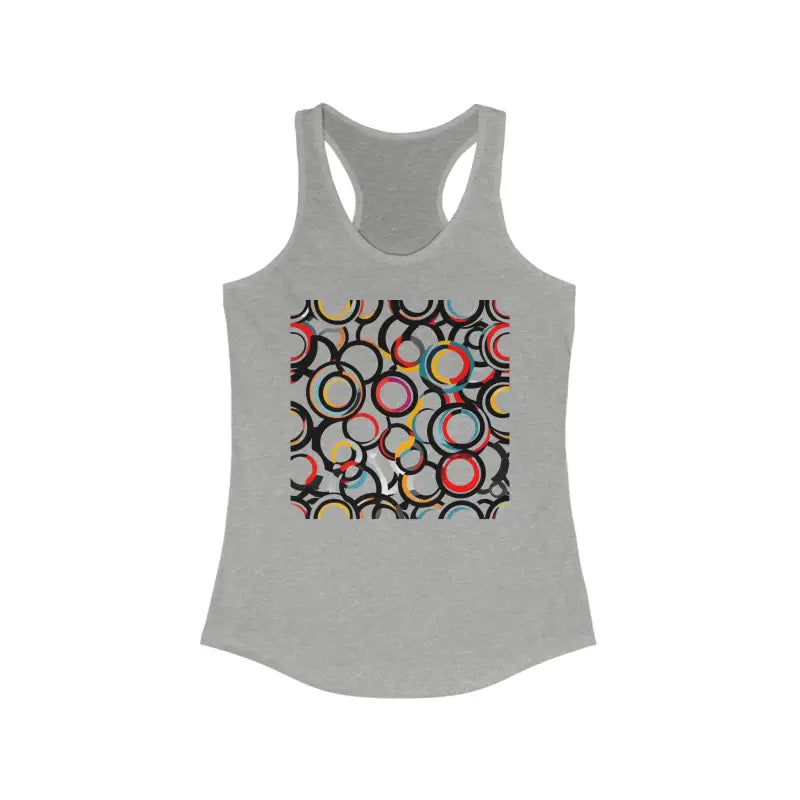 Stylish Overlapping Circles Racerback Tank for a Bold Look - Heather Grey / s Top