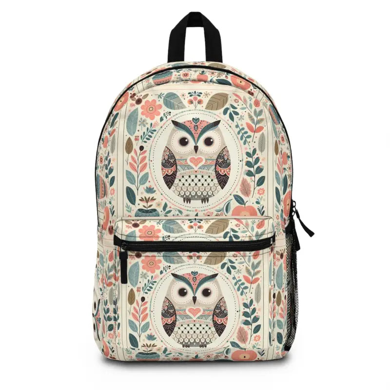 Chic Unisex Owl Backpack with Pastel Flowers Style - one Size Bags