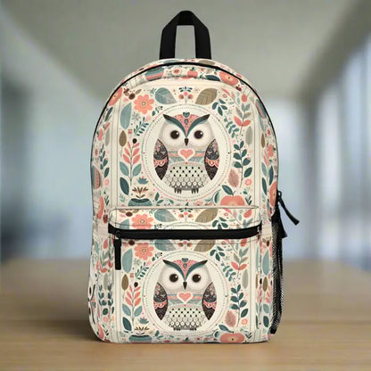 Chic Unisex Owl Backpack with Pastel Flowers Style - one Size Bags