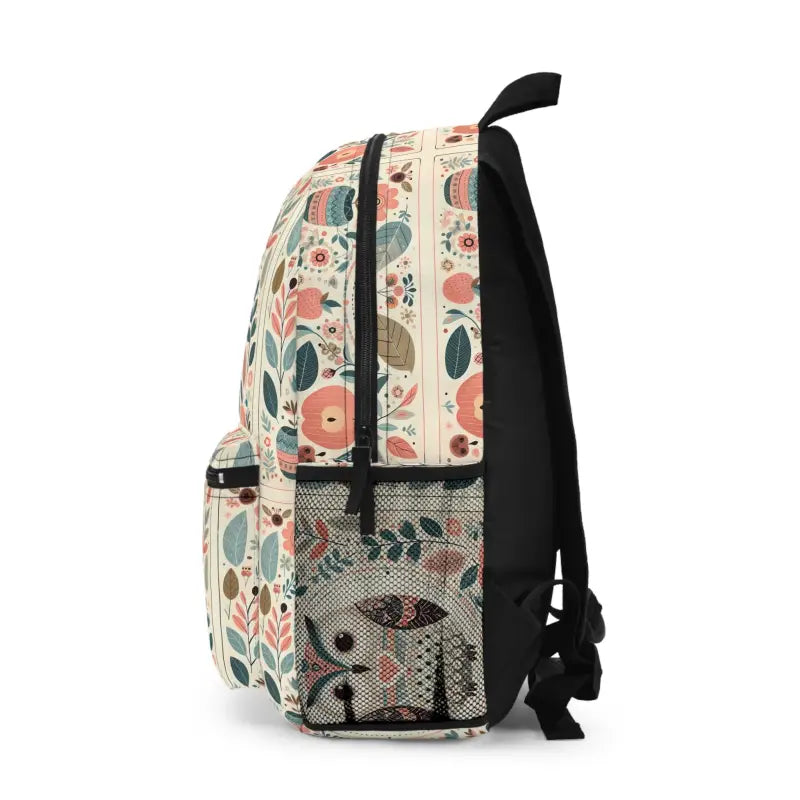 Chic Unisex Owl Backpack with Pastel Flowers Style - one Size Bags