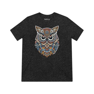 Majestic Owl Triblend Tee - Intricate Art Design - Dipaliz - T-shirts
