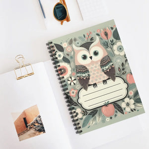 Enchanting Owl Spiral Notebook - Pastel Flower Magic - Dipaliz - Journals