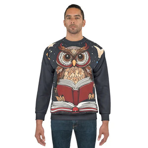All Over Prints - Owl Reading Book Nerd Unisex Sweatshirt - Cozy Style - Dipaliz