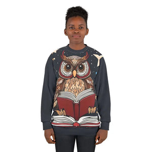 All Over Prints - Owl Reading Book Nerd Unisex Sweatshirt - Cozy Style - Dipaliz