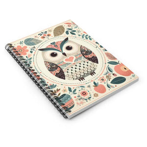 Chic Owl Spiral Notebook with Pastel Flowers - Dipaliz - one Size - Journals