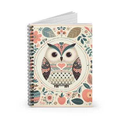 Chic Owl Spiral Notebook with Pastel Flower Vibes - one Size Paper Products