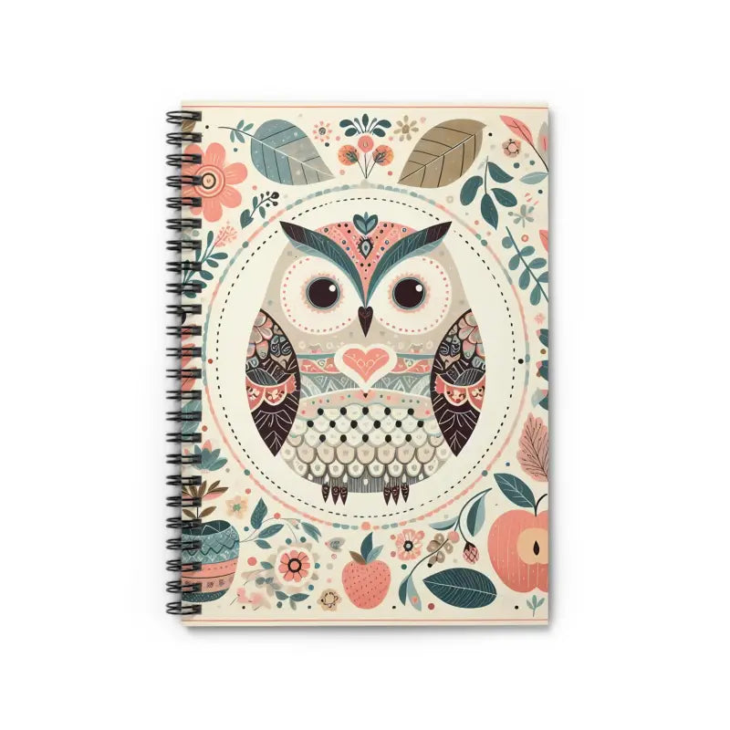 Chic Owl Spiral Notebook with Pastel Flower Vibes - one Size Paper Products