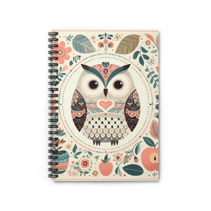 Chic Owl Spiral Notebook with Pastel Flower Vibes - one Size Paper Products