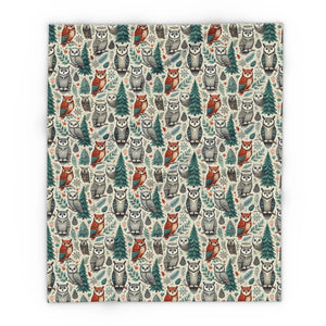 Vibrant Owl Arctic Fleece Blanket – Pine Tree - Dipaliz - Blankets