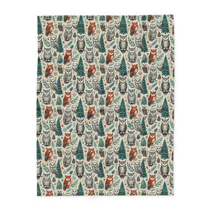 Vibrant Owl Arctic Fleece Blanket – Pine Tree - Dipaliz - Blankets