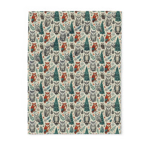 Vibrant Owl Arctic Fleece Blanket – Pine Tree - Dipaliz - Blankets