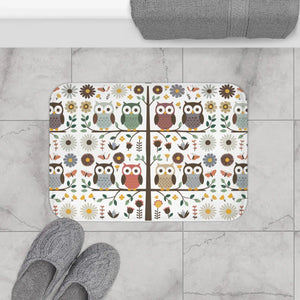 Plush Owl Bath Mat Owls on a Tree Decor - Dipaliz - Mats & Rugs