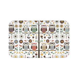 Plush Owl Bath Mat Owls on a Tree Decor - Dipaliz - Mats & Rugs
