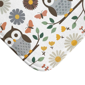 Plush Owl Bath Mat Owls on a Tree Decor - Dipaliz - Mats & Rugs