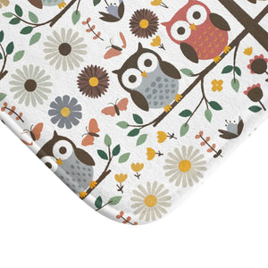 Plush Owl Bath Mat Owls on a Tree Decor - Dipaliz - Mats & Rugs