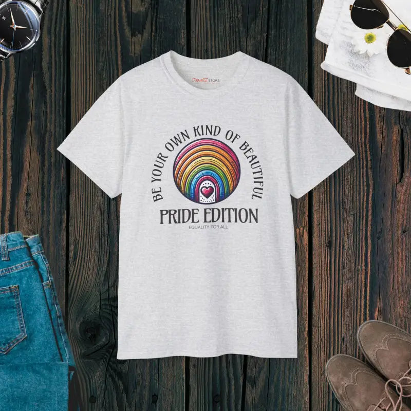 Unisex Ultra Cotton Tee: be Beautiful in Pride Edition - Ash / s T-shirt