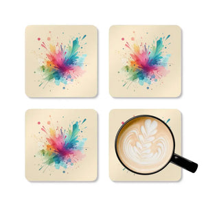 Paint Splash Corkwood Coaster - Prevent Sliding Drinks - Dipaliz - Cork / 3.75’’ × / Square - Coasters