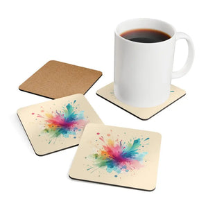 Paint Splash Corkwood Coaster - Prevent Sliding Drinks - Dipaliz - Cork / 3.75’’ × / Square - Coasters