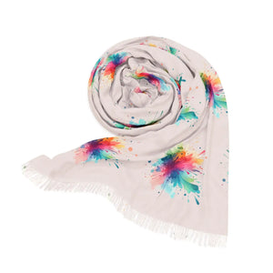 Rainbow Watercolor Splash Fringe Scarf Light - Scarves & Shawls