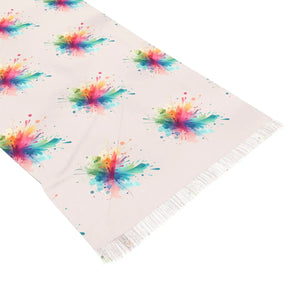 Rainbow Watercolor Splash Fringe Scarf Light - Scarves & Shawls